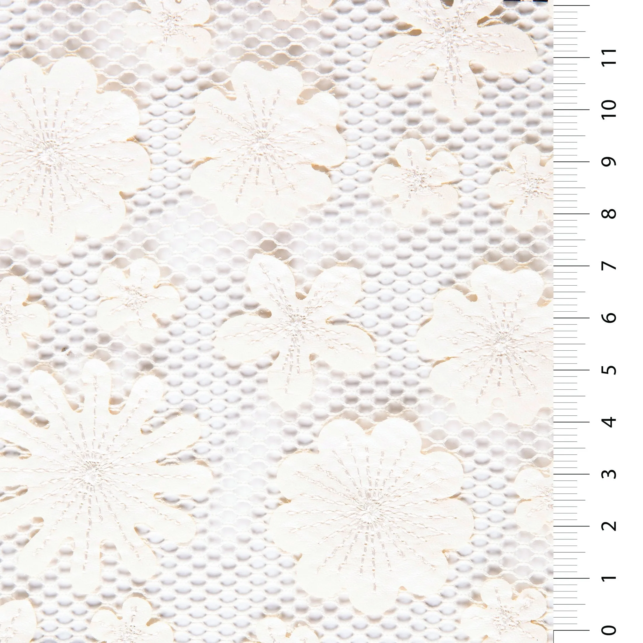 Flower Design 3D Laser Cut Faux Leather Embroidered Fabric
