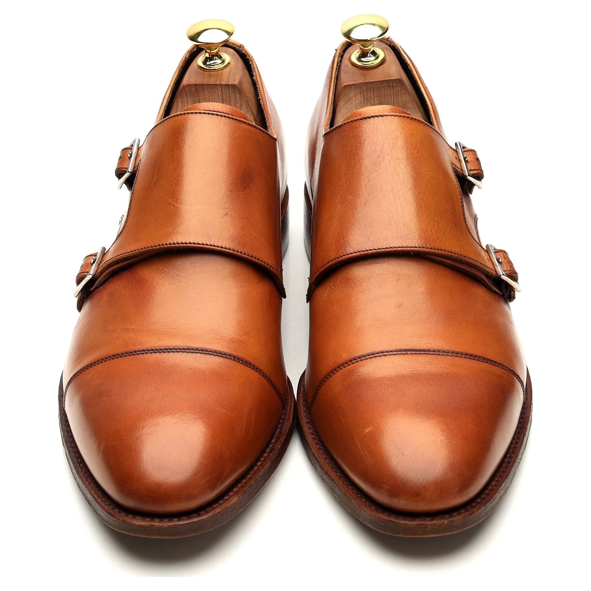 'Ford' Tan Brown Leather Double Monk Strap UK 8 F