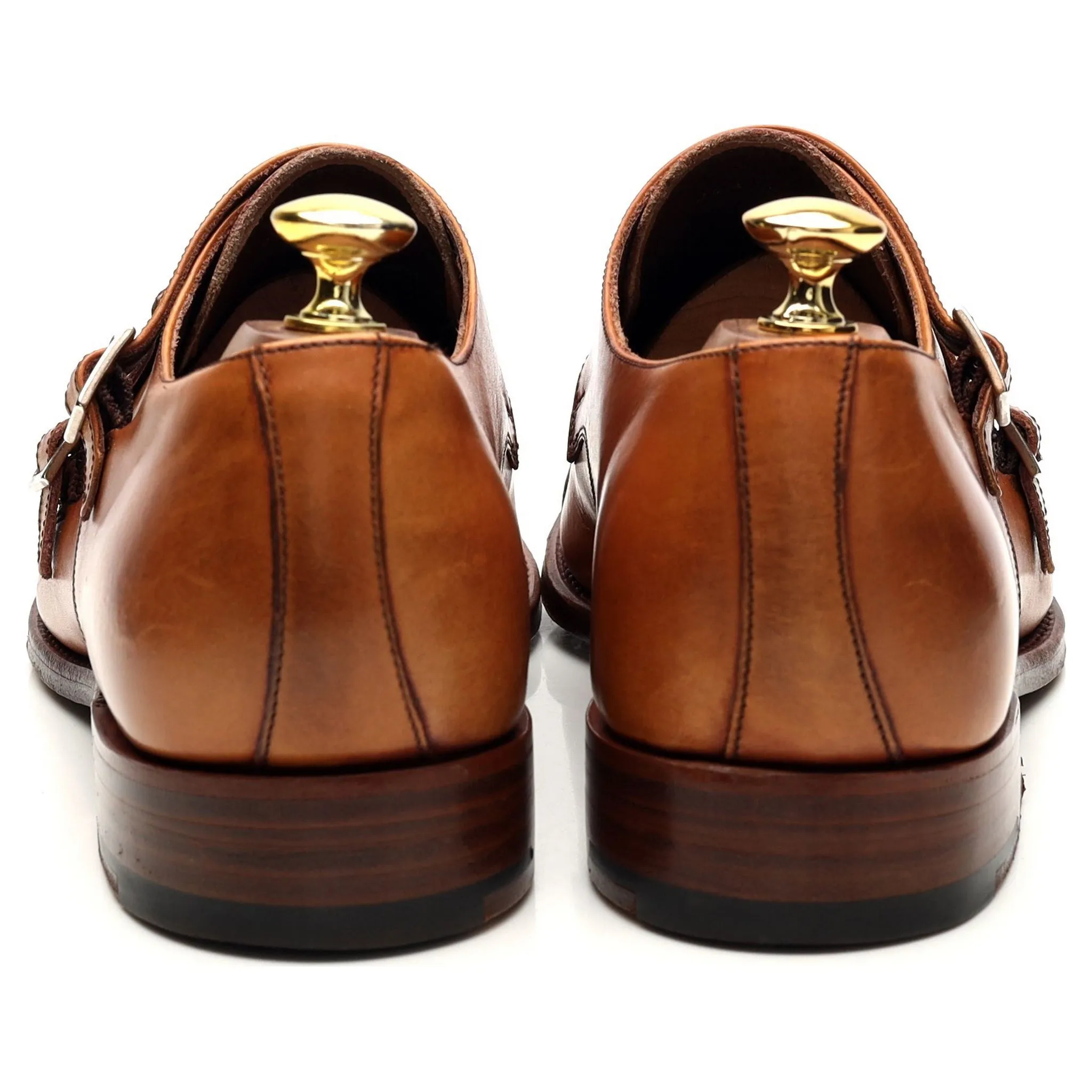'Ford' Tan Brown Leather Double Monk Strap UK 8 F