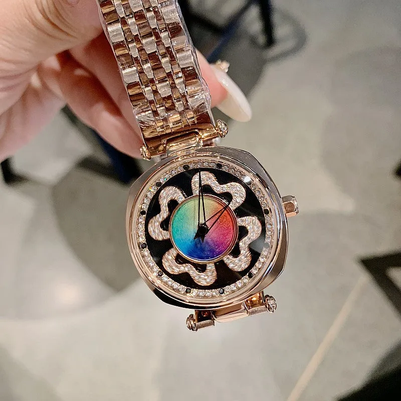 Four-leaf Pattern Stainless Steel Women's Watch