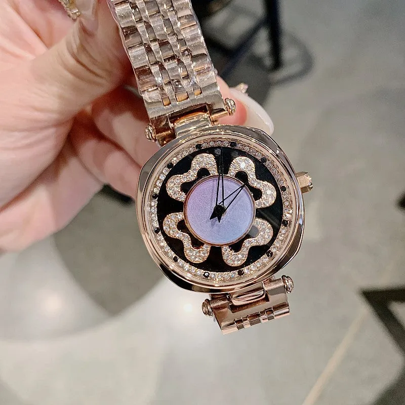 Four-leaf Pattern Stainless Steel Women's Watch