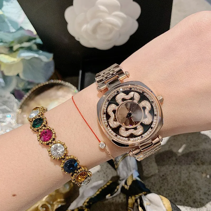 Four-leaf Pattern Stainless Steel Women's Watch
