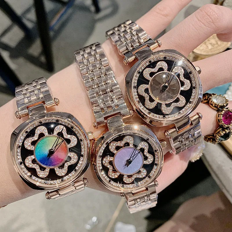 Four-leaf Pattern Stainless Steel Women's Watch