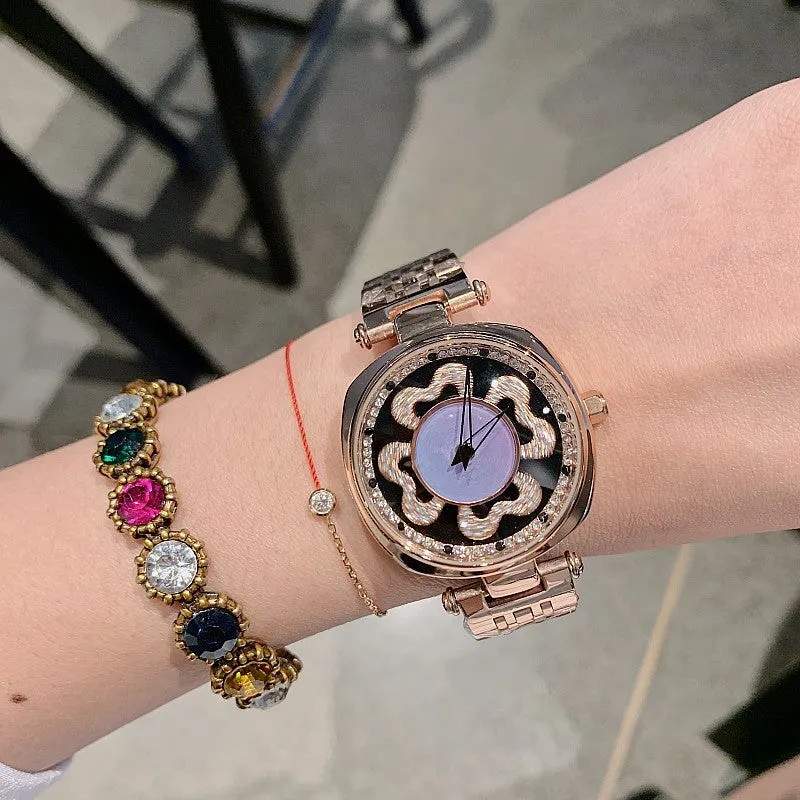 Four-leaf Pattern Stainless Steel Women's Watch