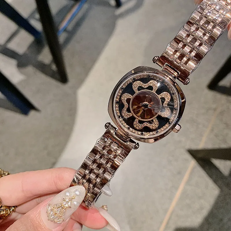 Four-leaf Pattern Stainless Steel Women's Watch