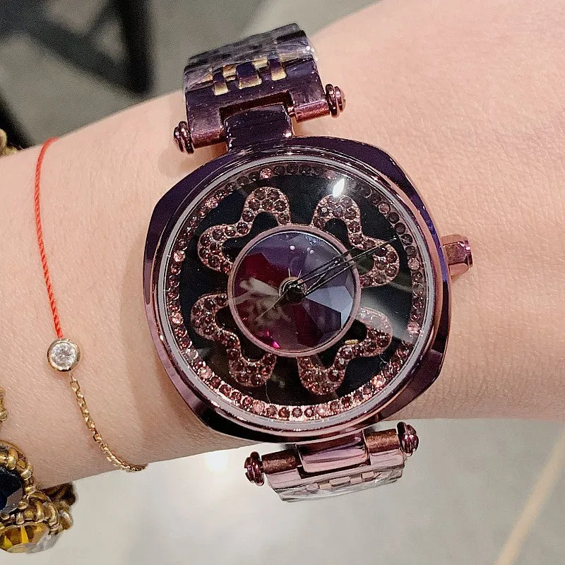 Four-leaf Pattern Stainless Steel Women's Watch