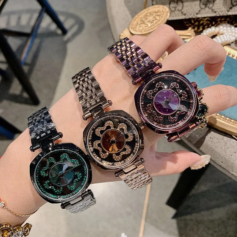 Four-leaf Pattern Stainless Steel Women's Watch