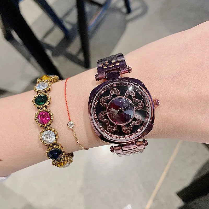 Four-leaf Pattern Stainless Steel Women's Watch