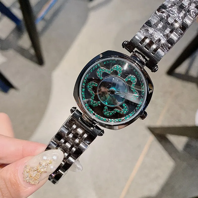 Four-leaf Pattern Stainless Steel Women's Watch