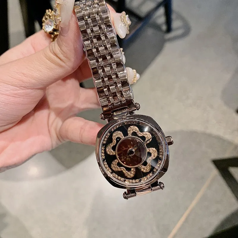 Four-leaf Pattern Stainless Steel Women's Watch
