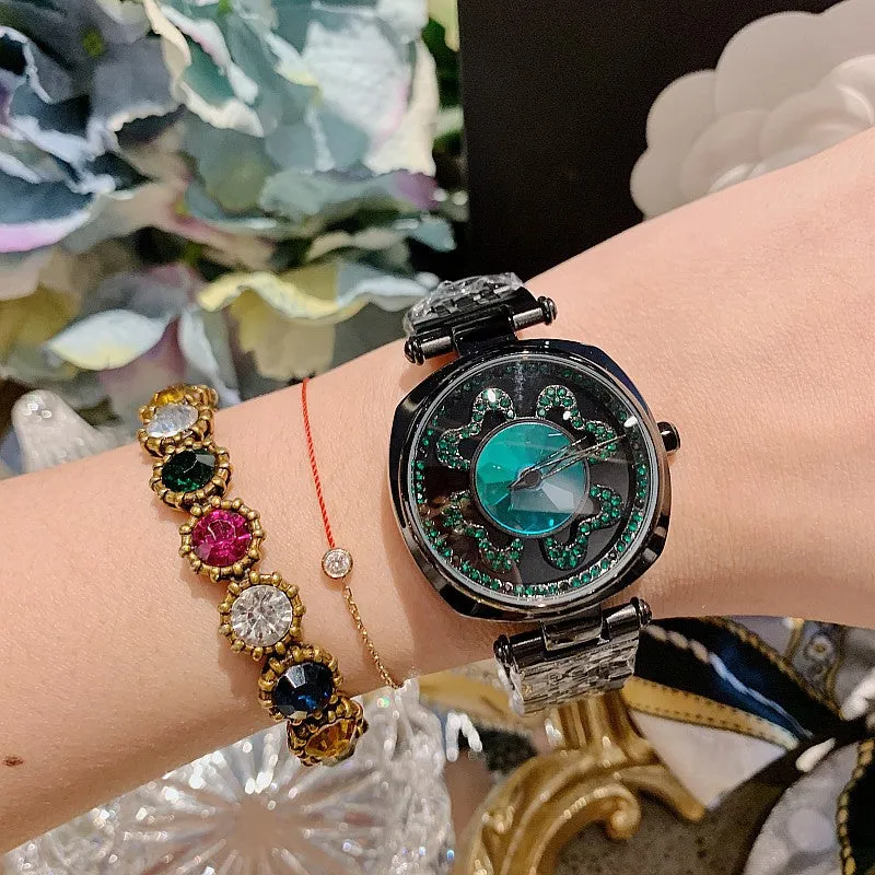 Four-leaf Pattern Stainless Steel Women's Watch