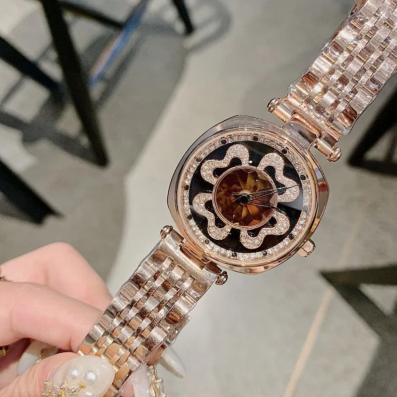 Four-leaf Pattern Stainless Steel Women's Watch