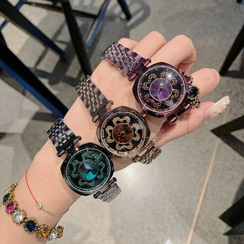 Four-leaf Pattern Stainless Steel Women's Watch