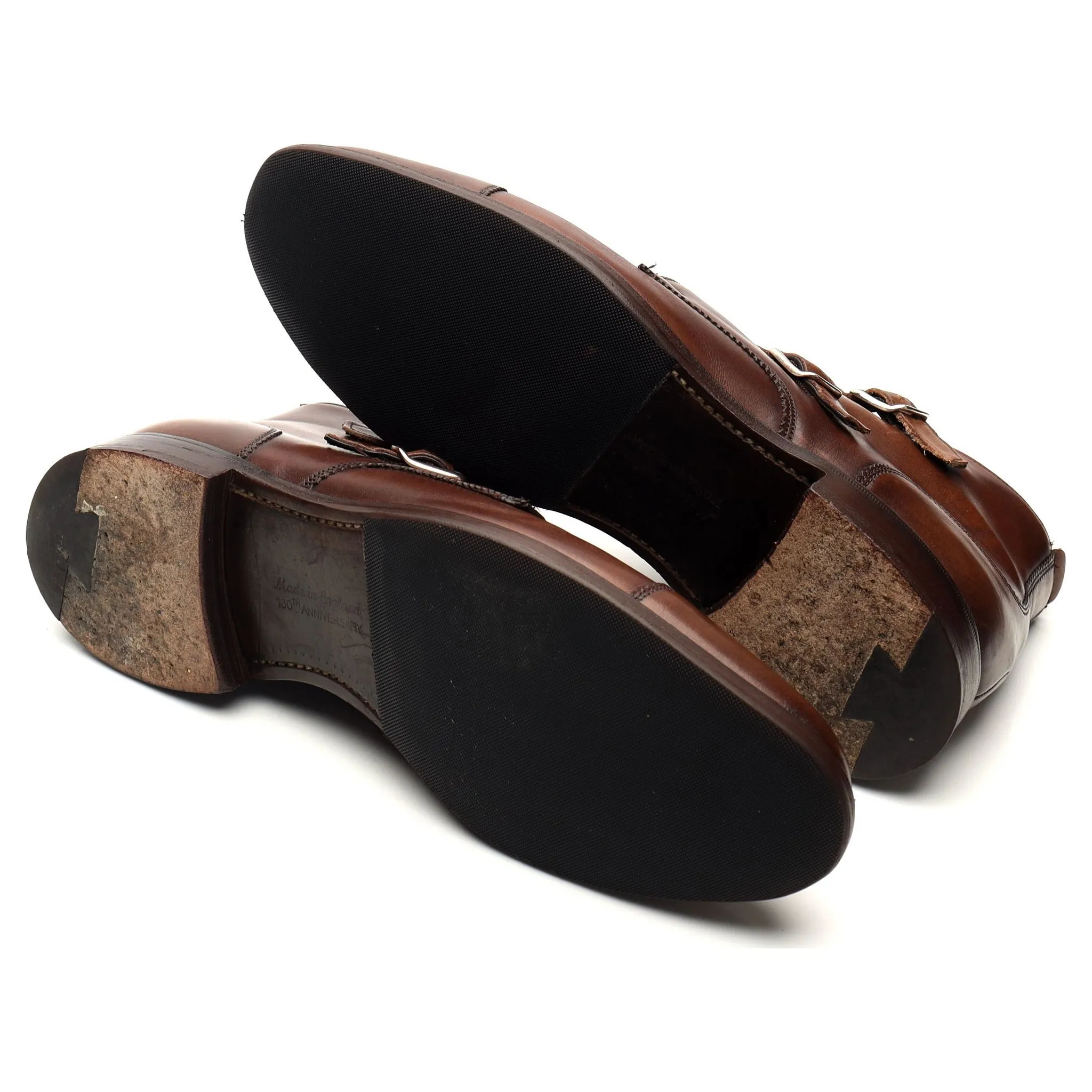 'Freeman' Brown Leather Double Monk Strap Boots UK 7.5 F