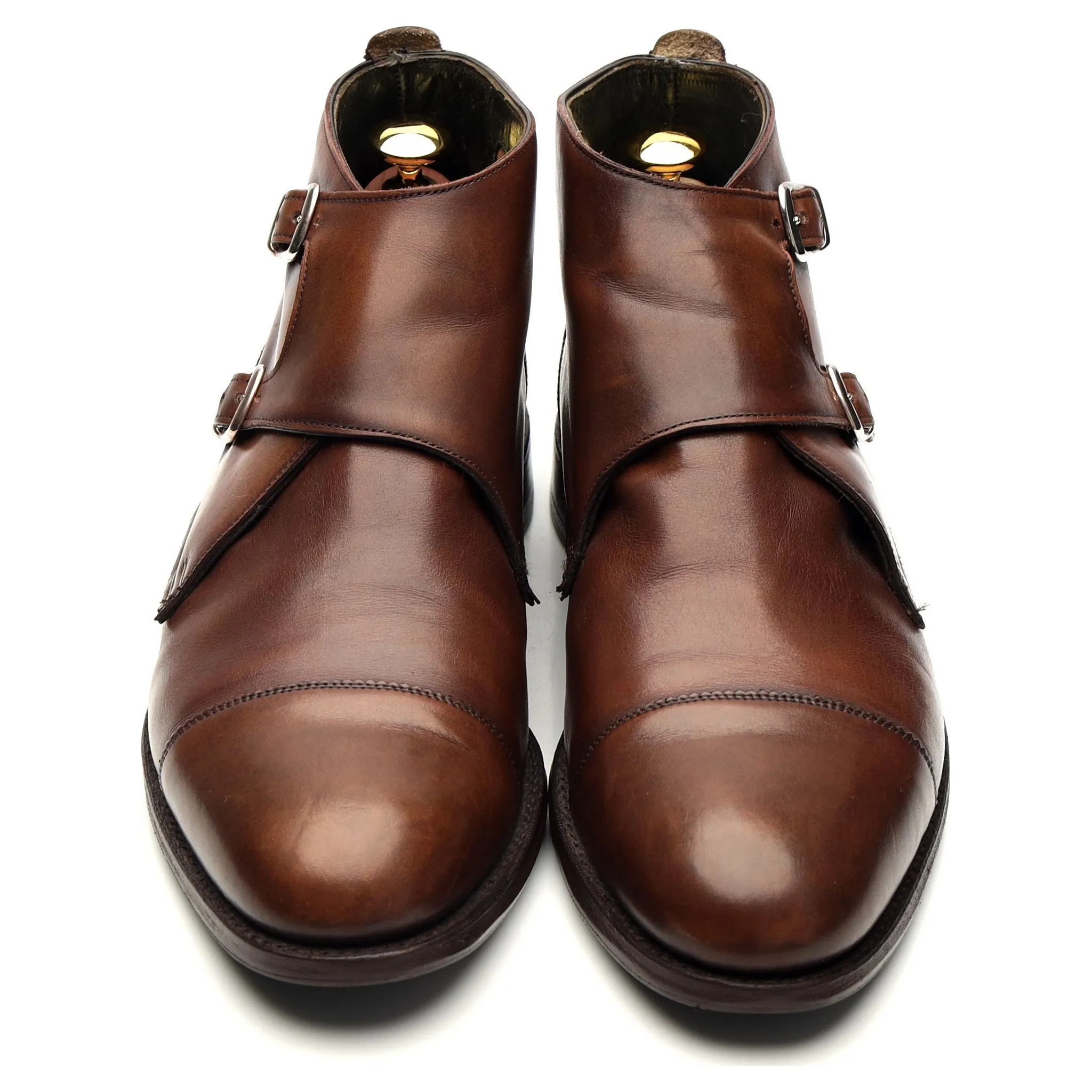 'Freeman' Brown Leather Double Monk Strap Boots UK 7.5 F