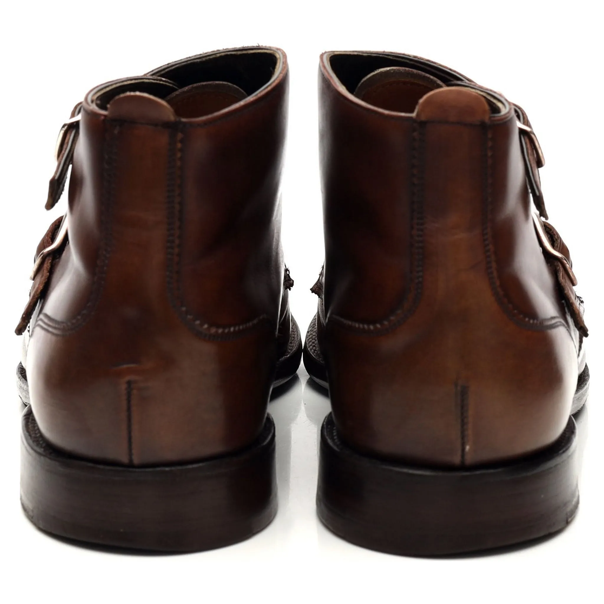 'Freeman' Brown Leather Double Monk Strap Boots UK 7.5 F