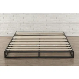 Full size 6-inch Low Profile Metal Platform Bed Frame with Wooden Slats