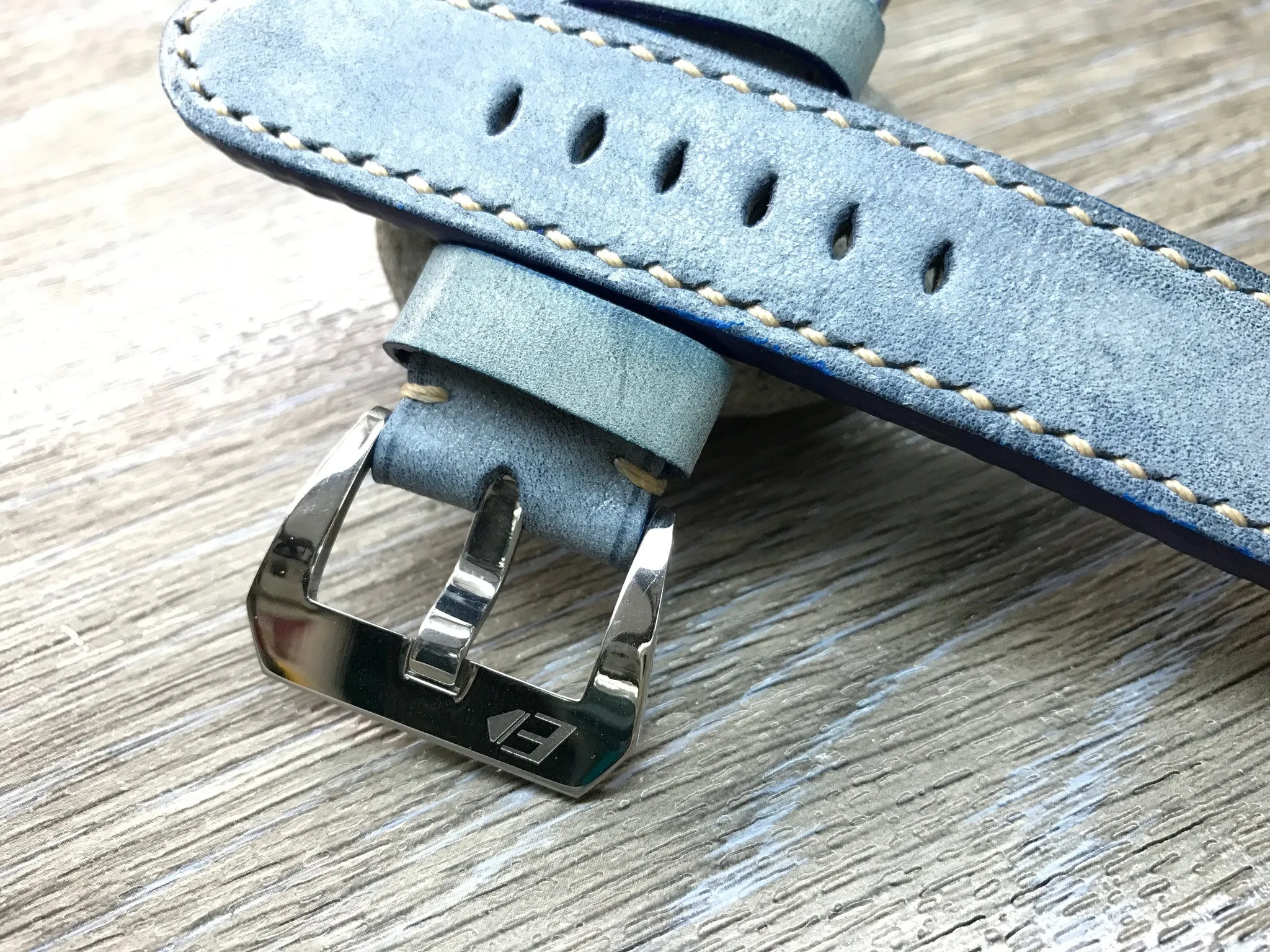 Genuine Leather Watch Straps 24mm, Handmade waxed vintage Blue leather watch band, Anniversary Gift Ideas, leather watch strap for Panerai