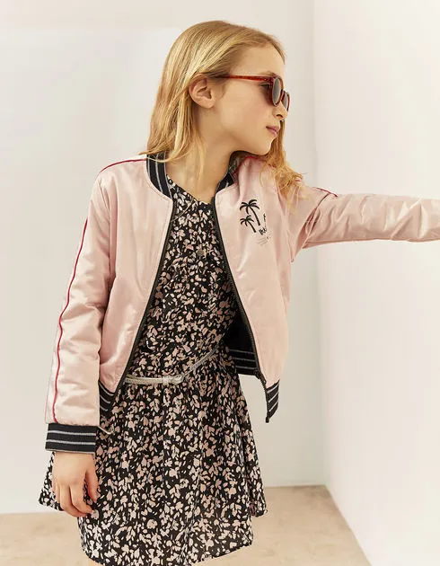 Girls' Printed Dress with Sash Havana