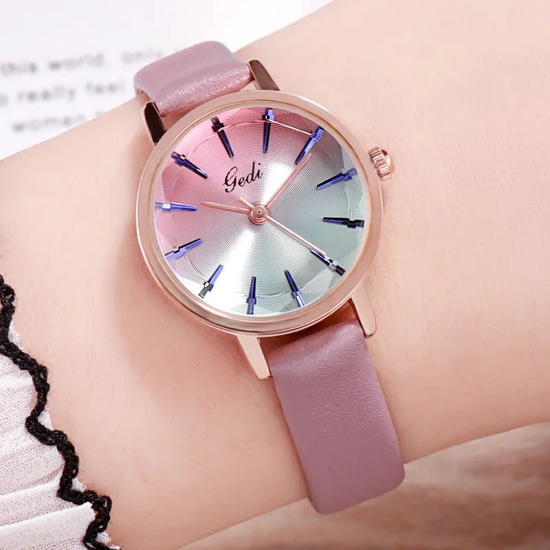 Gradient Dial With Scale Women's Watch