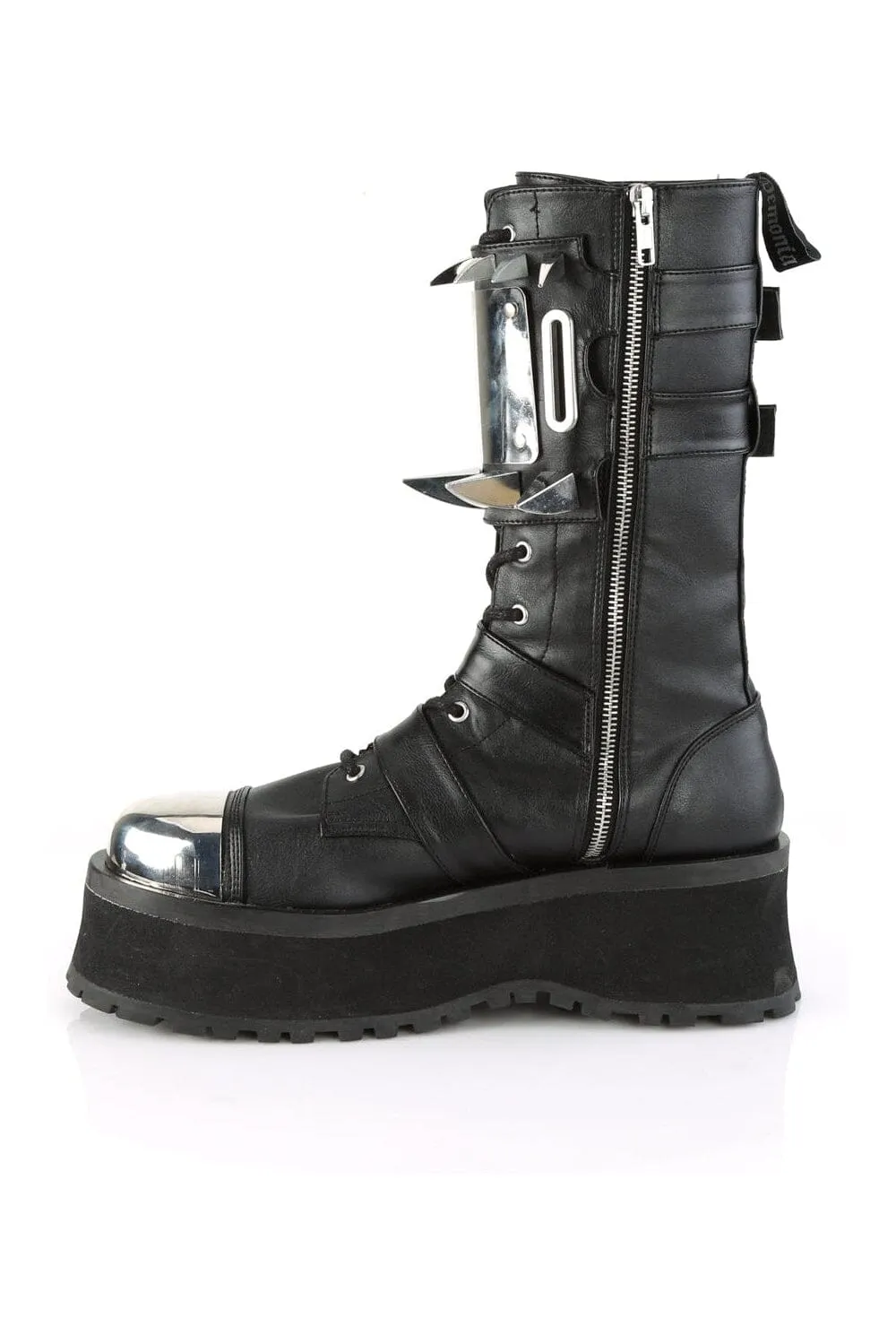 GRAVEDIGGER-250 Black Vegan Leather Knee Boot