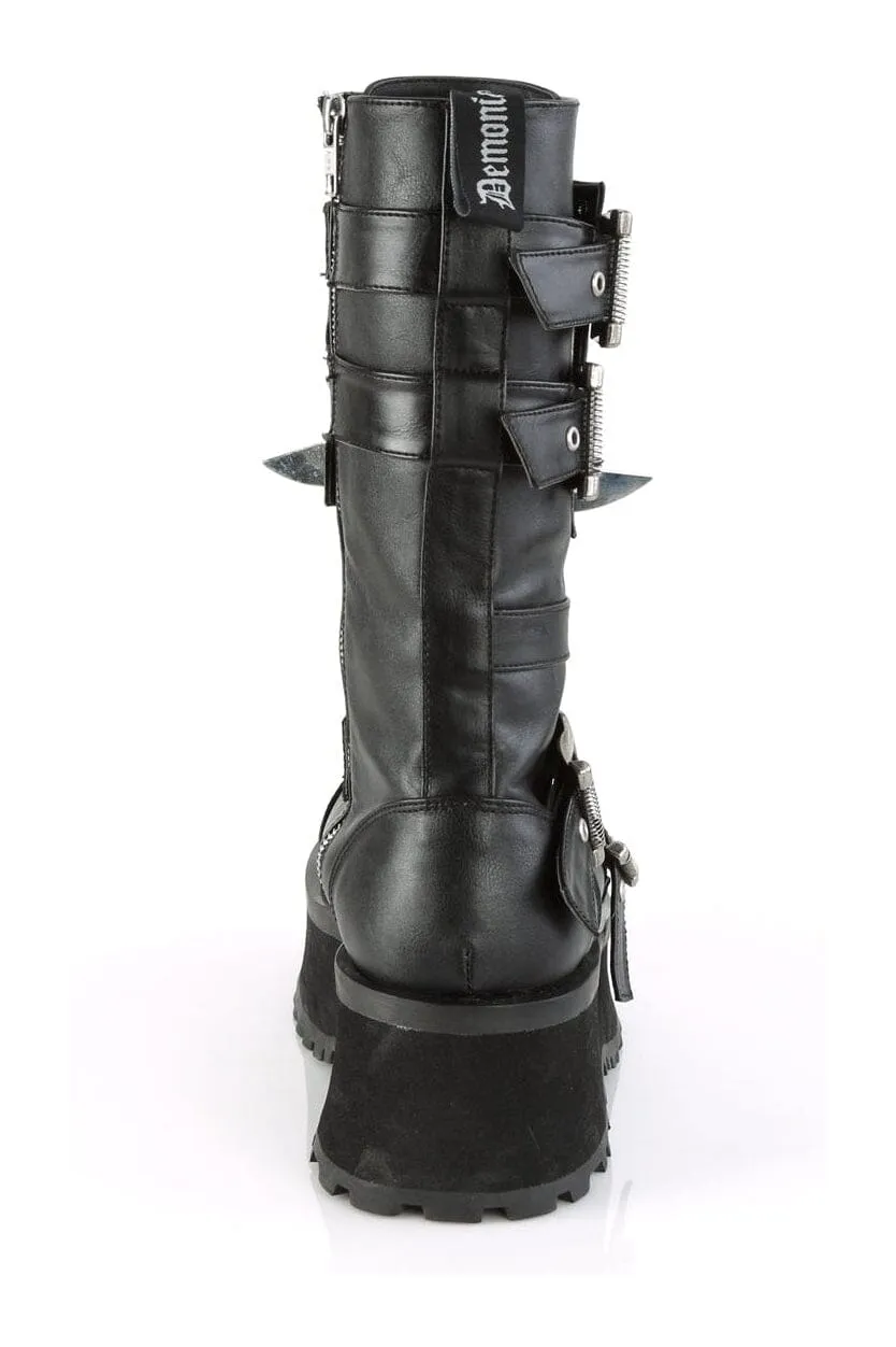 GRAVEDIGGER-250 Black Vegan Leather Knee Boot