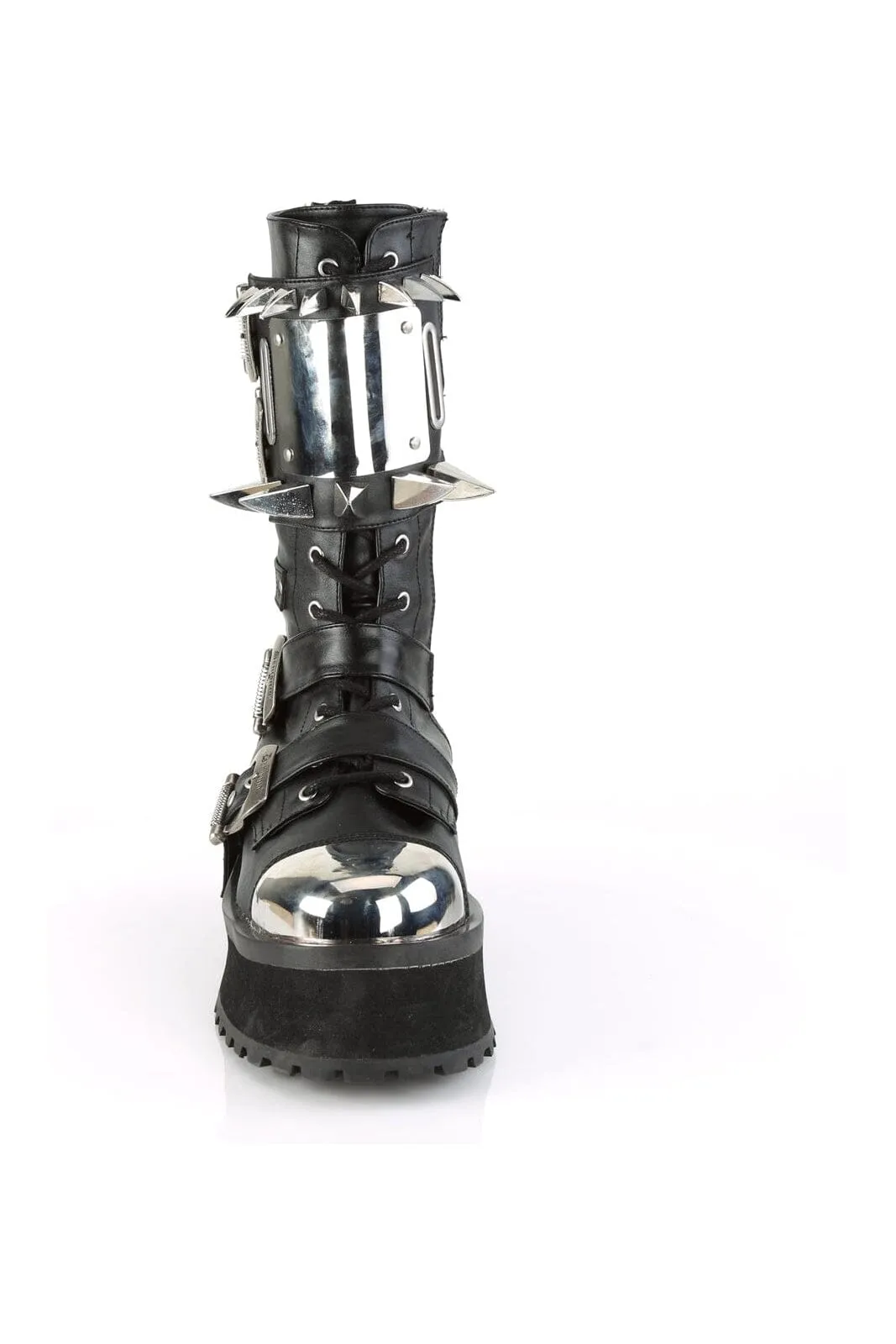 GRAVEDIGGER-250 Black Vegan Leather Knee Boot