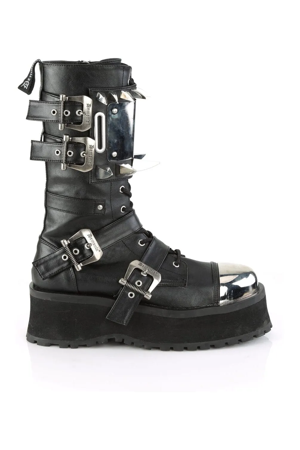 GRAVEDIGGER-250 Black Vegan Leather Knee Boot