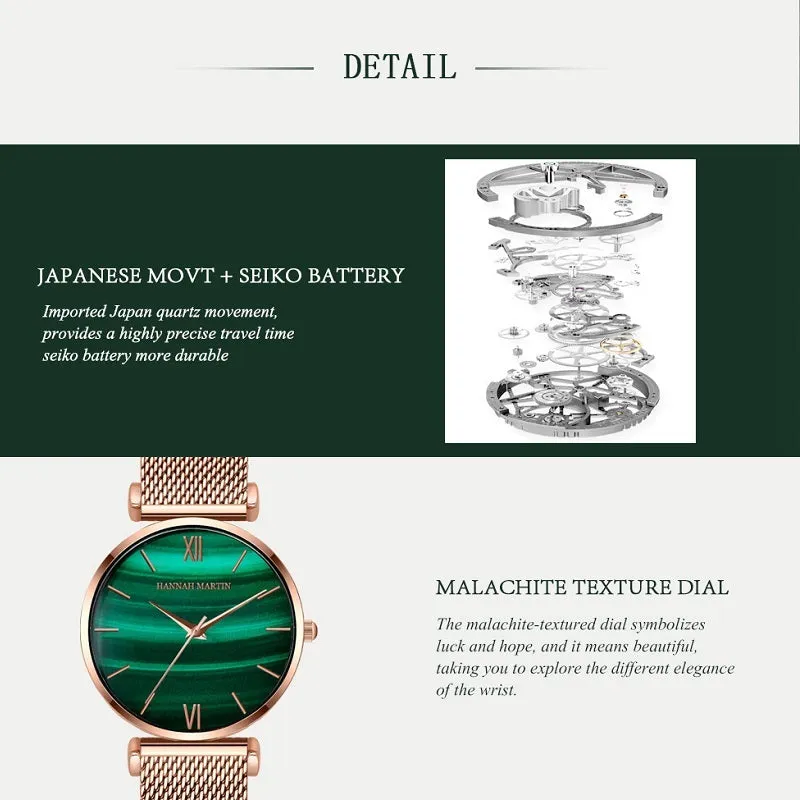 Green Dial Mesh Strap Women's Watch