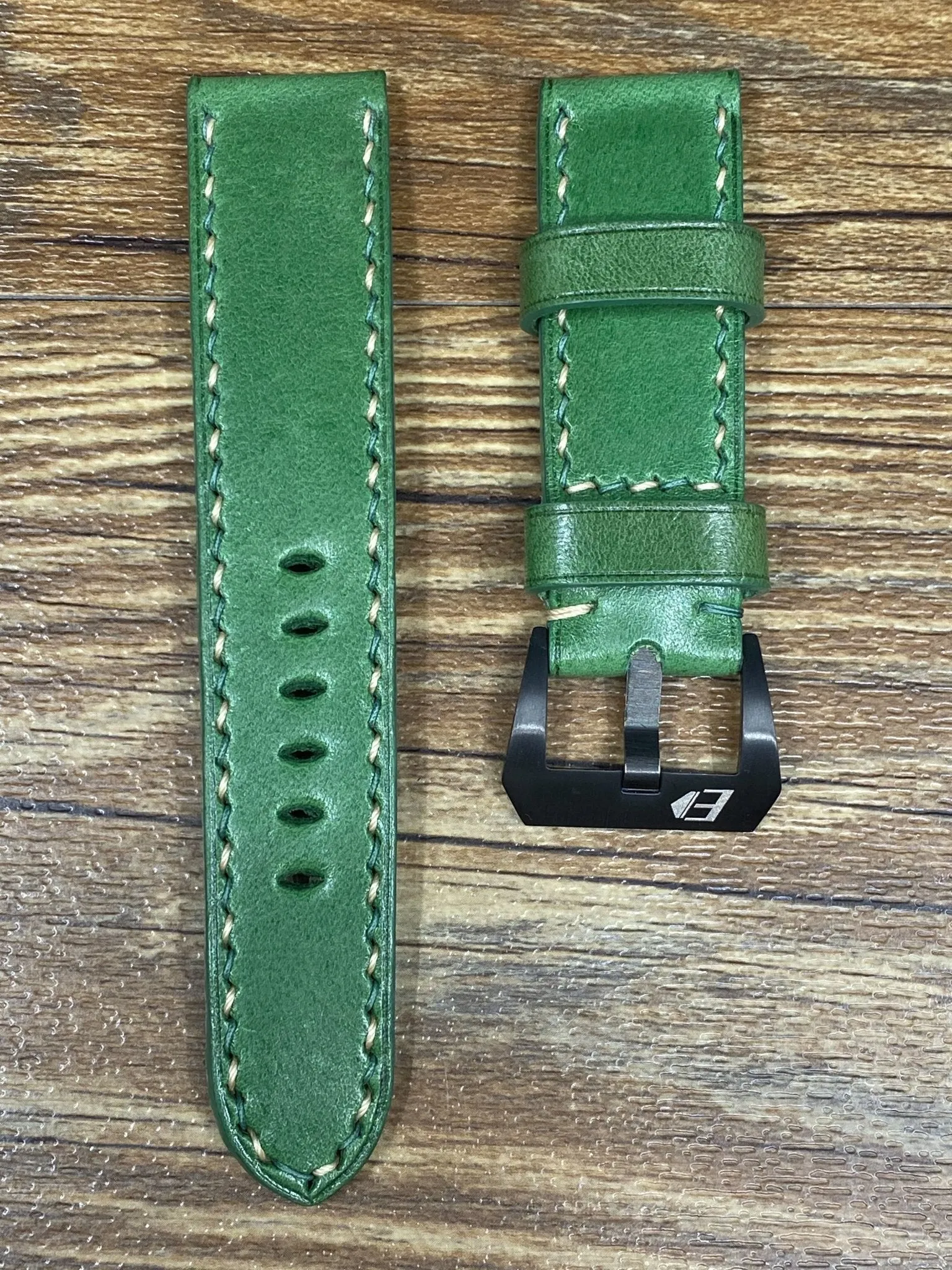 Green Leather Watch Strap for Panerai 24mm, Mens Wrist Watch Band 26mm, Dual Color Stitching, Christmas Gift ideas, Retro Personalise Watch Straps