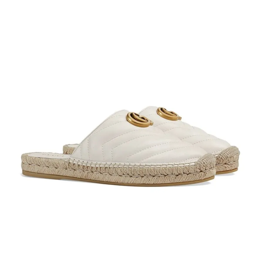 Gucci Leather Espadrille Sandal in White