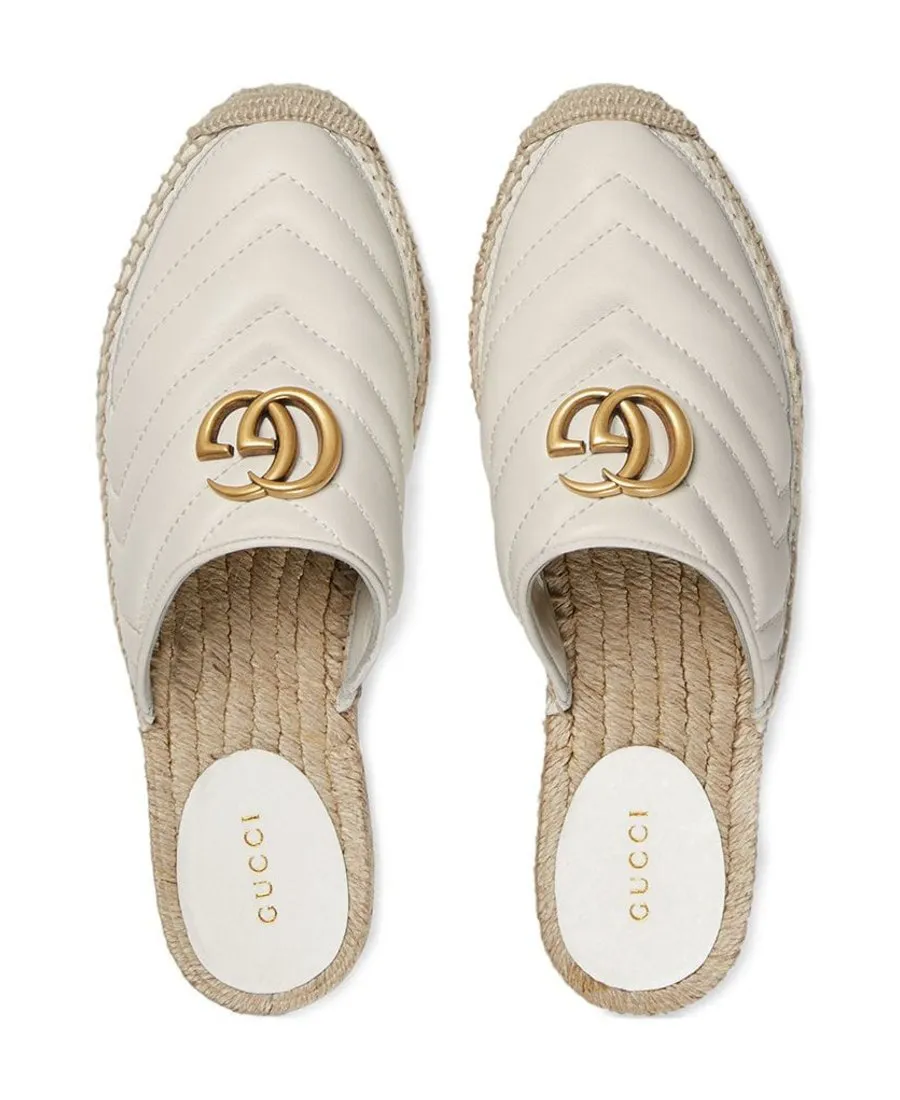 Gucci Leather Espadrille Sandal in White