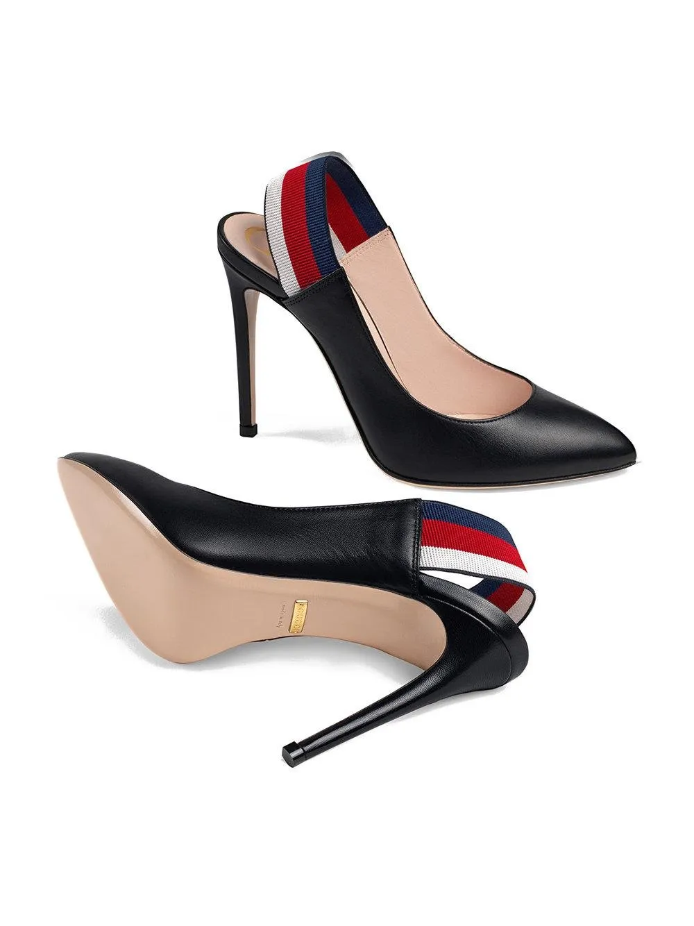 Gucci Sylvie Leather Slingback Pumps in Black