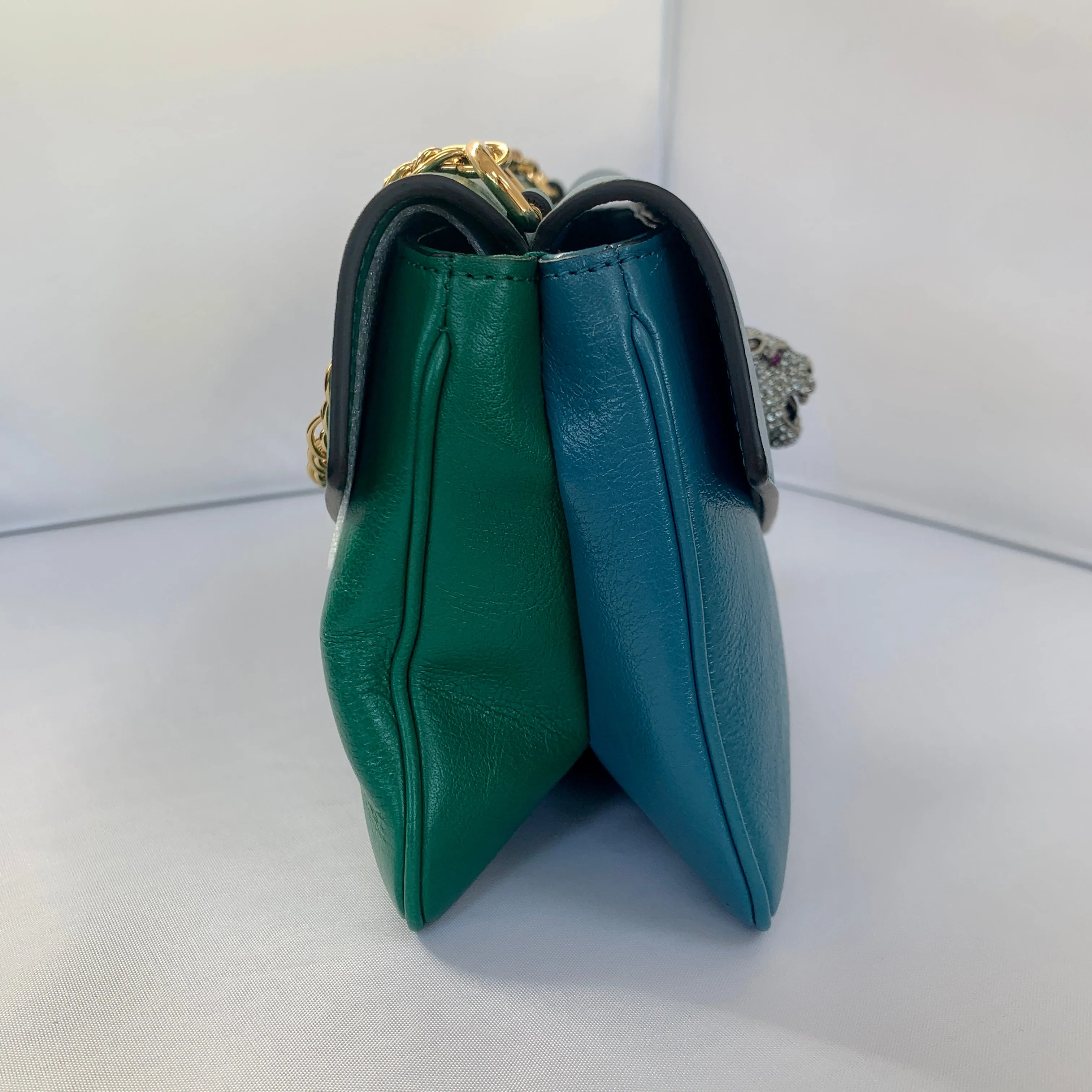 Gucci Thiara Double Envelope Shoulder Bag in Green and Blue
