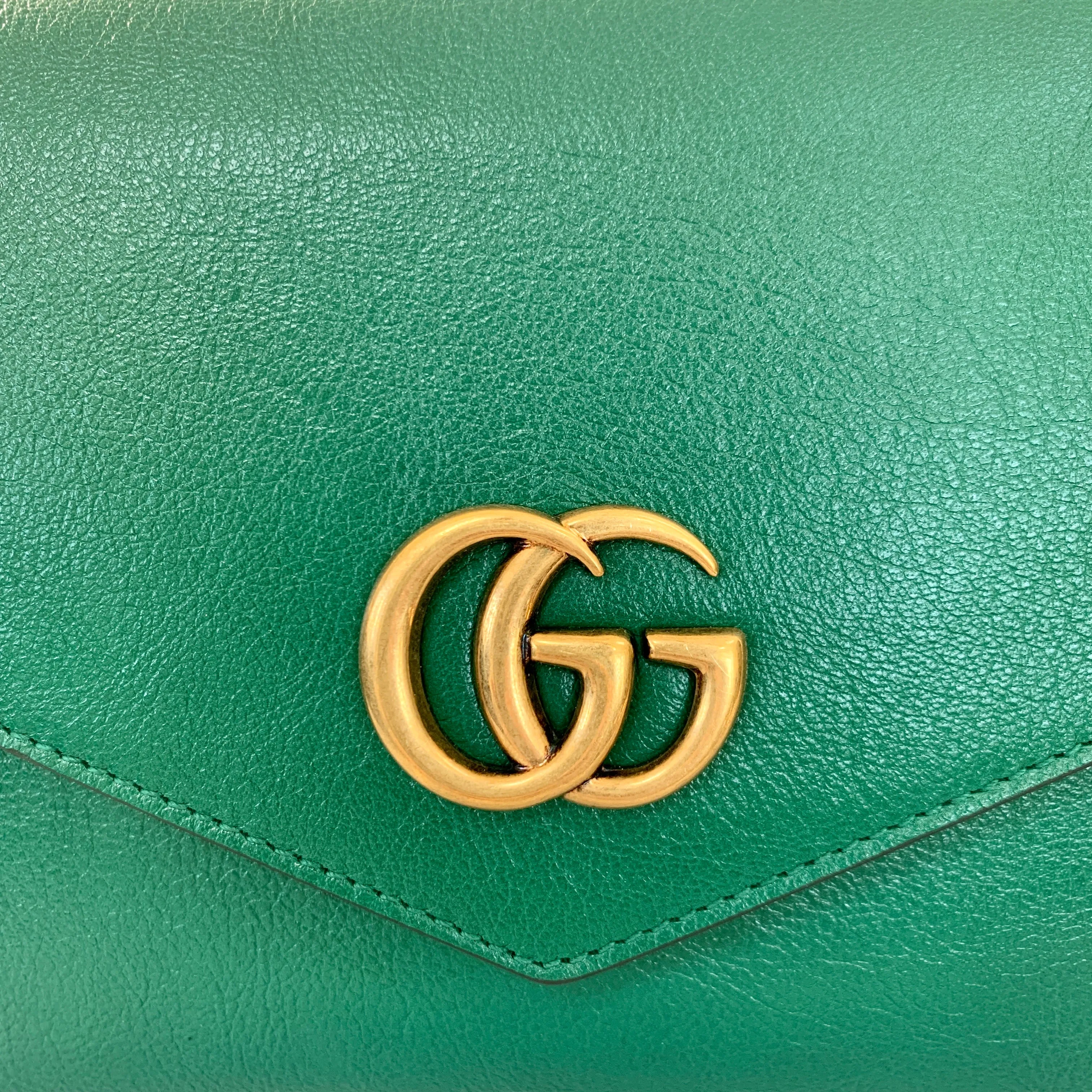 Gucci Thiara Double Envelope Shoulder Bag in Green and Blue