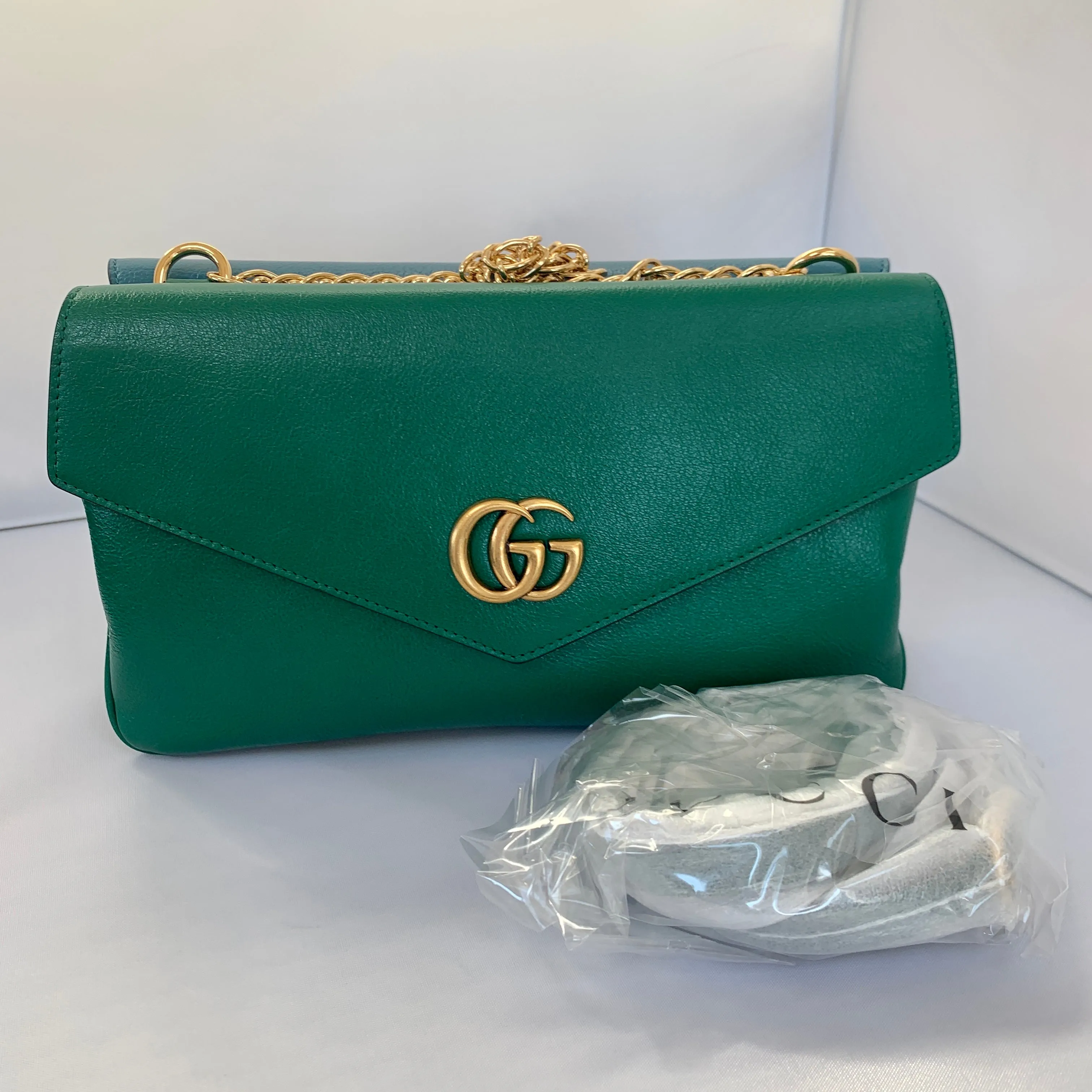 Gucci Thiara Double Envelope Shoulder Bag in Green and Blue