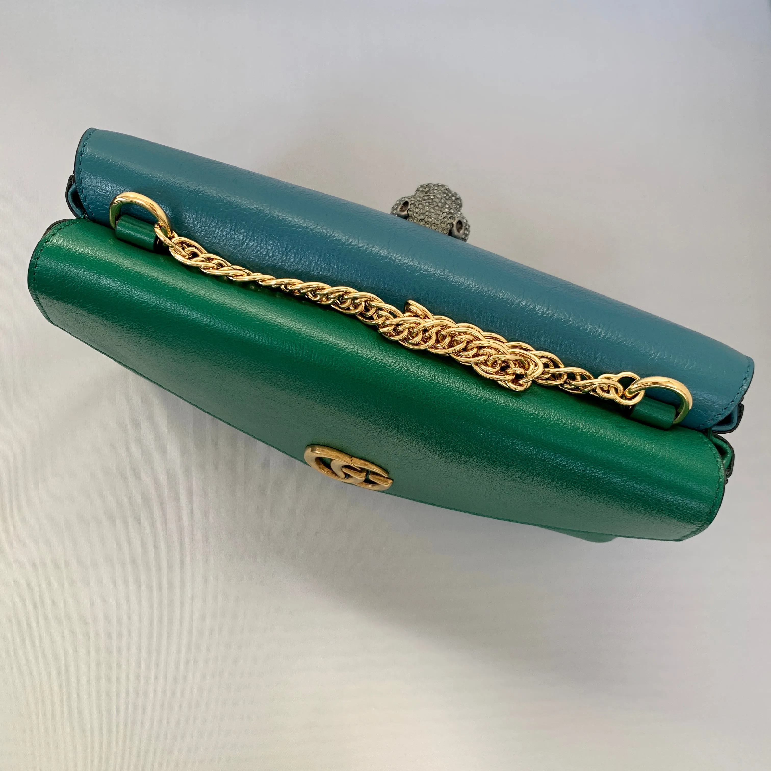 Gucci Thiara Double Envelope Shoulder Bag in Green and Blue