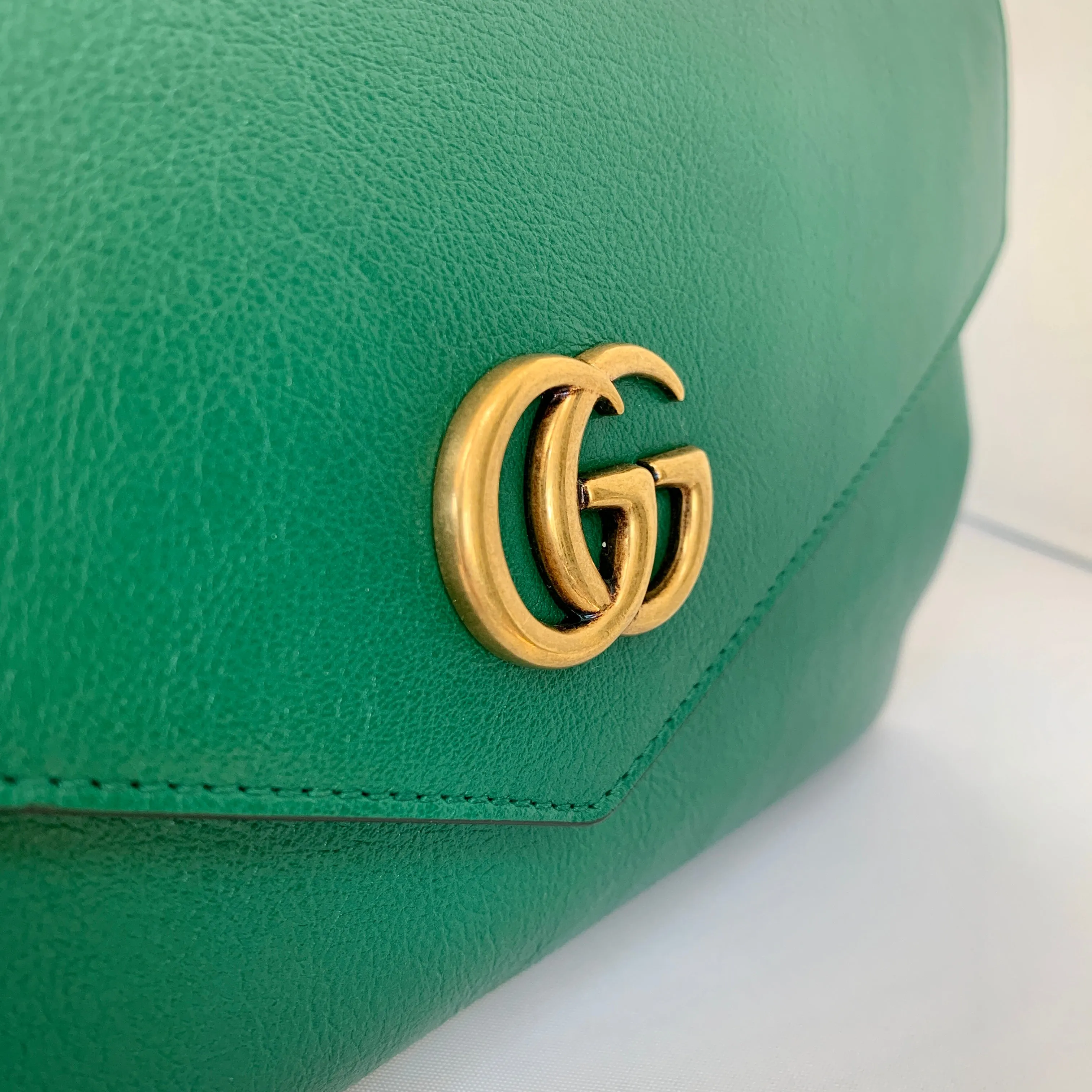Gucci Thiara Double Envelope Shoulder Bag in Green and Blue