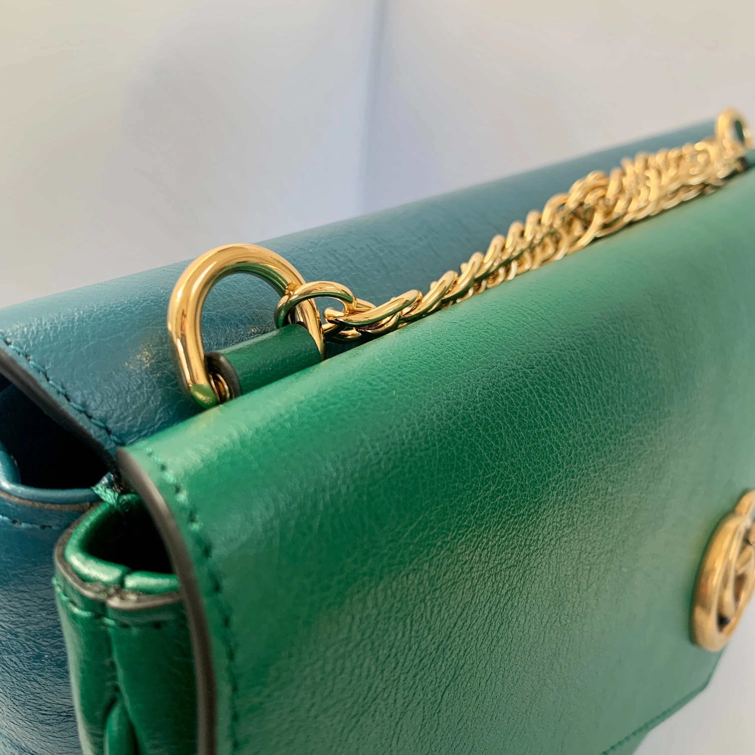 Gucci Thiara Double Envelope Shoulder Bag in Green and Blue