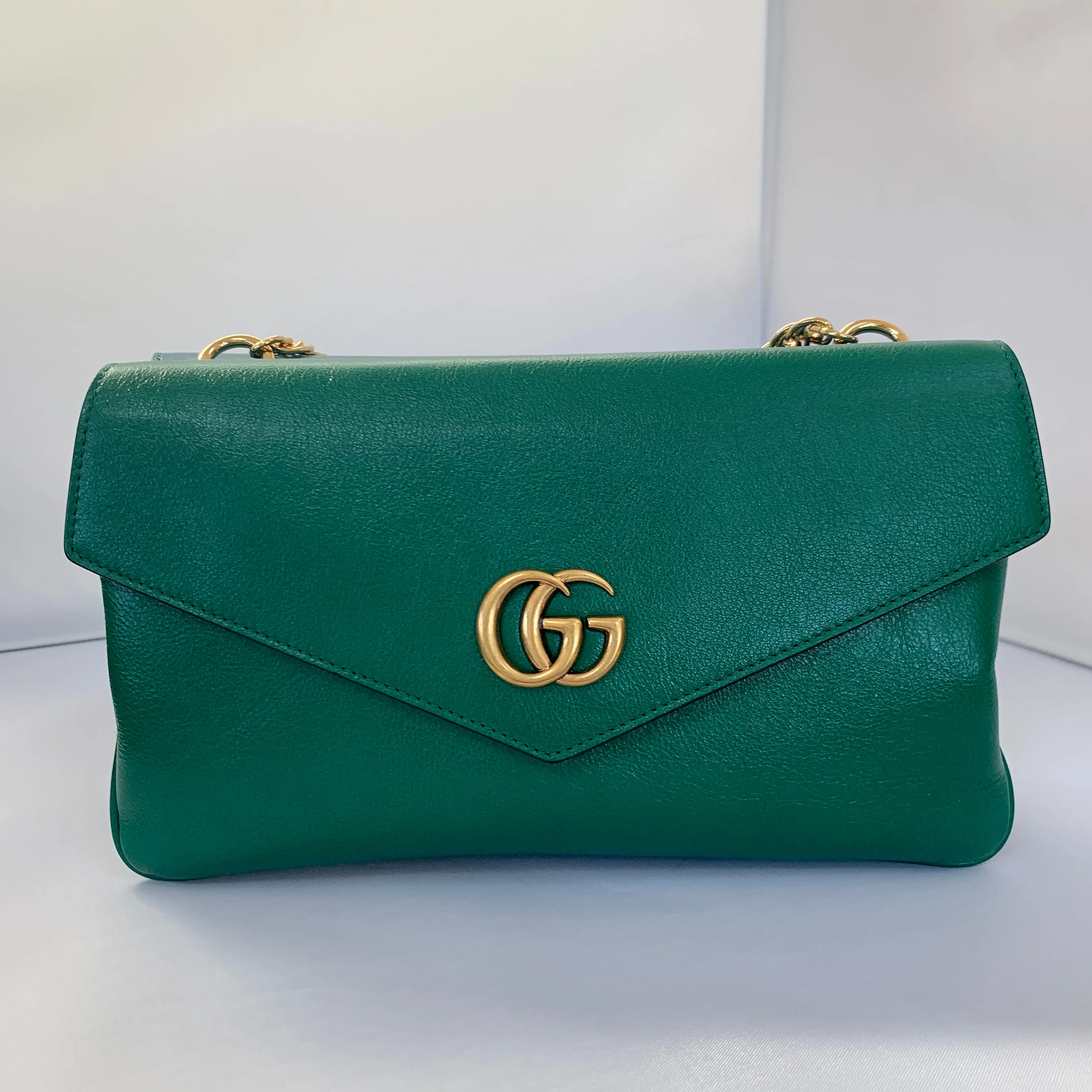 Gucci Thiara Double Envelope Shoulder Bag in Green and Blue