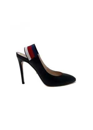 Gucci W Shoe Size 38 Leather Sylvie Web Stripe Slingback Pump