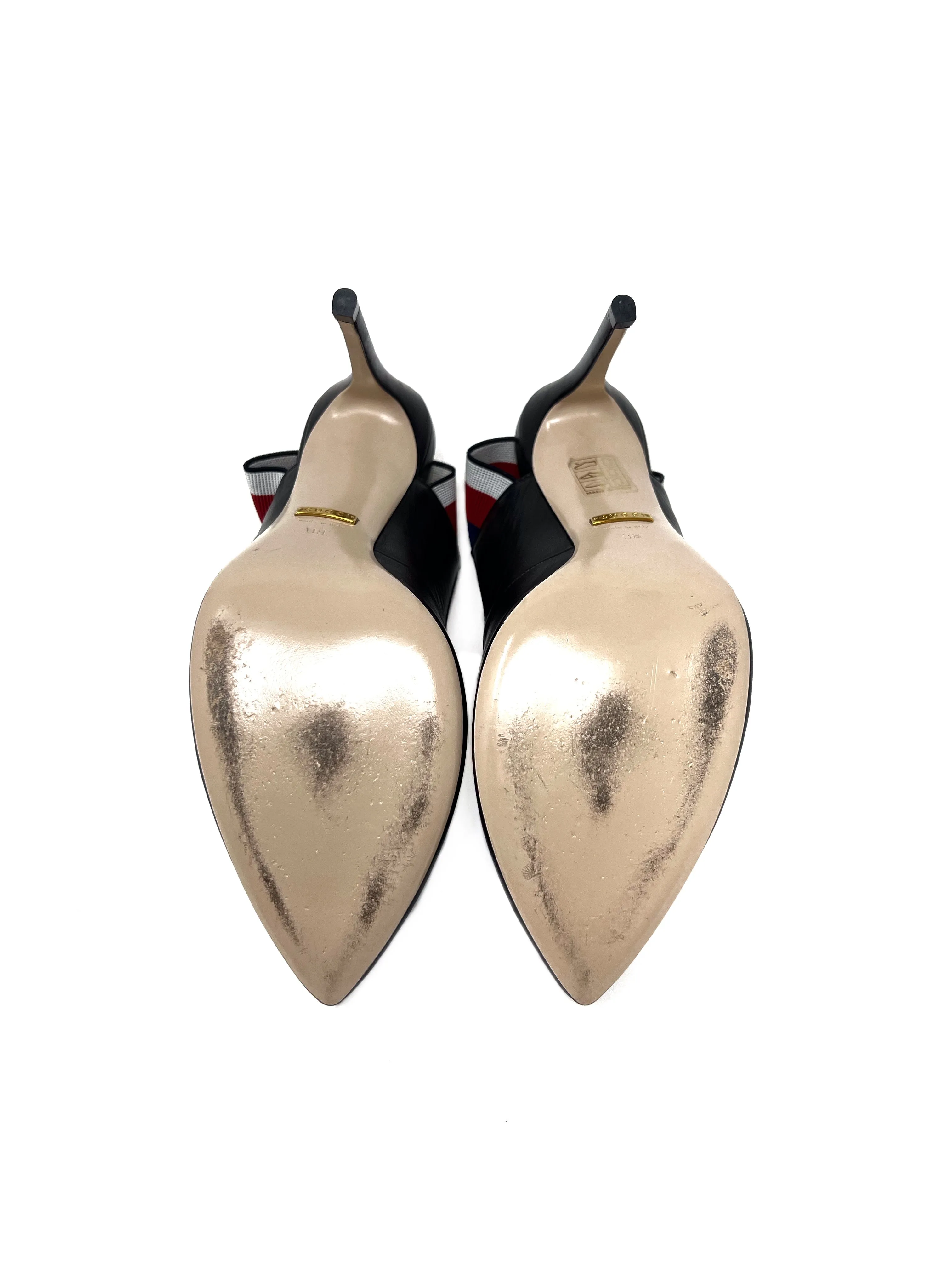 Gucci W Shoe Size 38 Leather Sylvie Web Stripe Slingback Pump