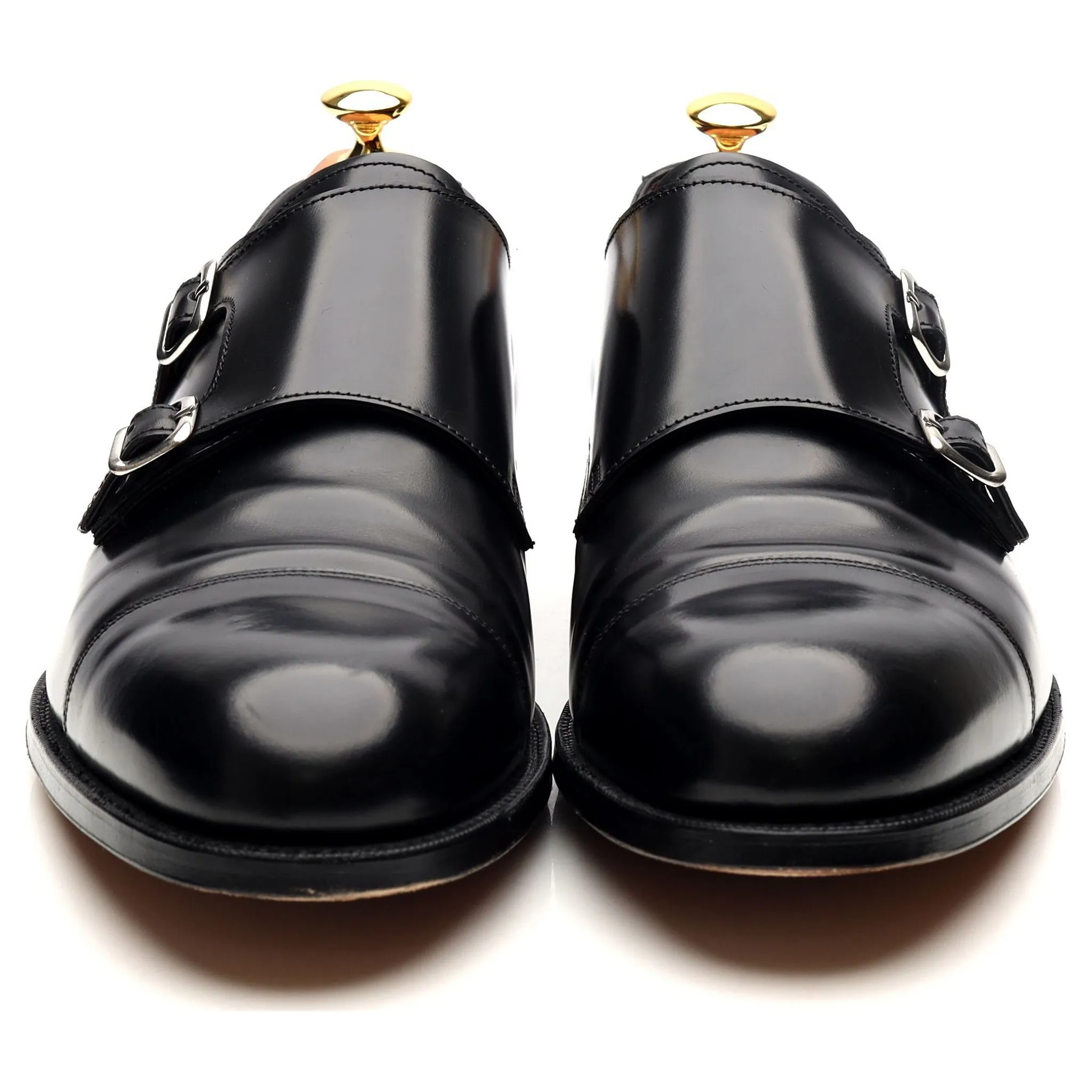 'Hanbury' Black Leather Double Monk Strap UK 11 F