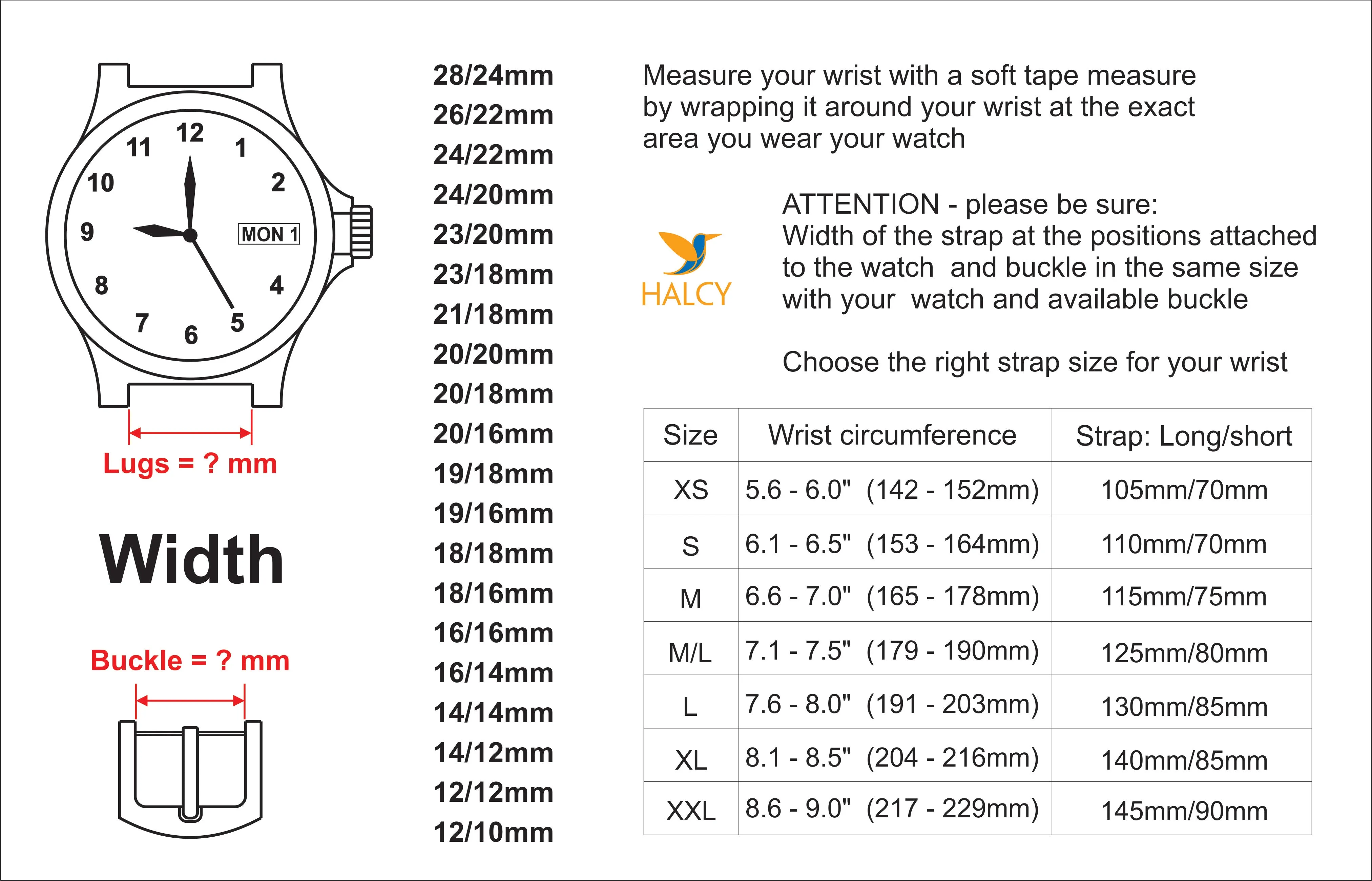 Handcrafted German Togo calf leather strap - a wide range of sizes - Quick release clasp - Buckle color selection