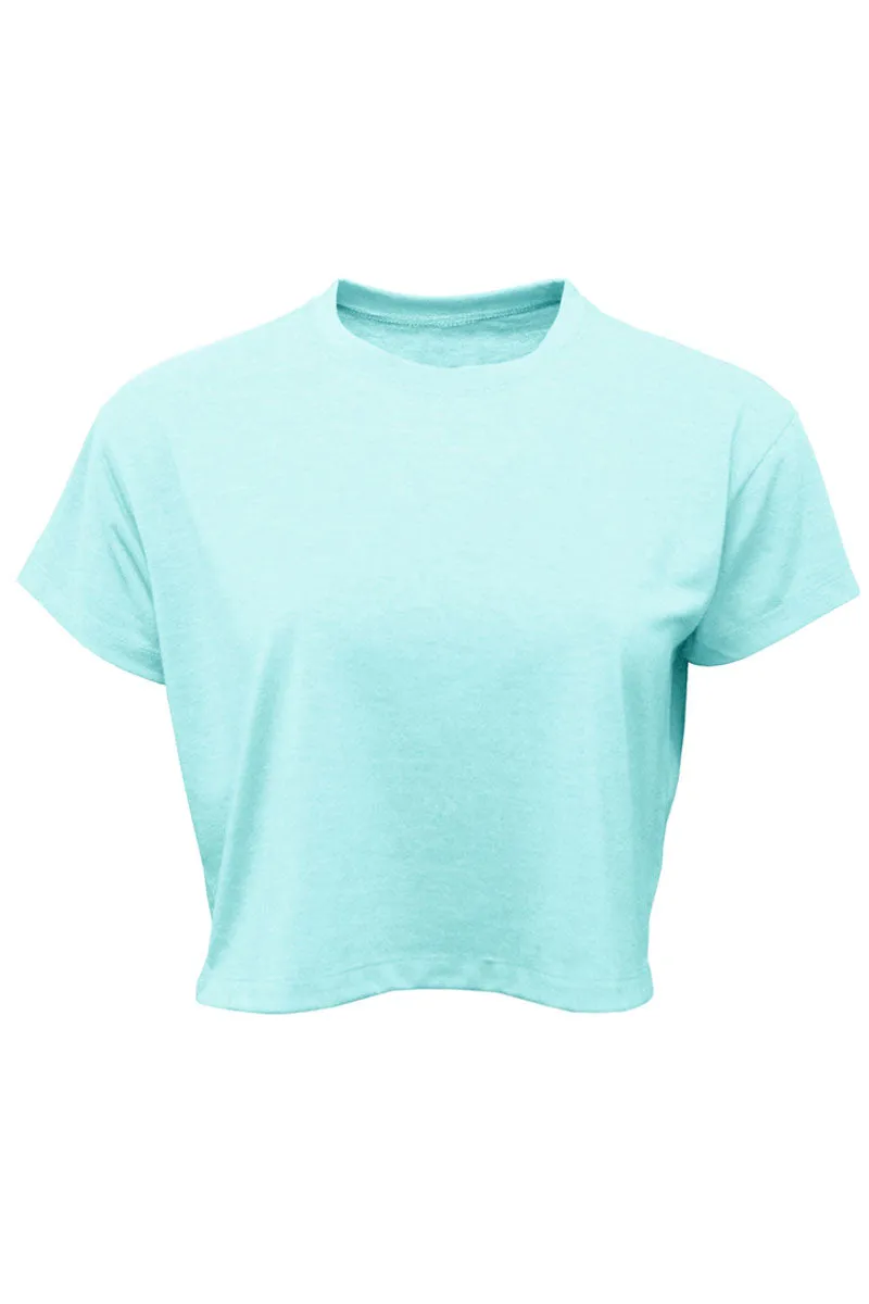 Happiest Camper Vibes Women's Soft-Tek Blend Crop T-Shirt