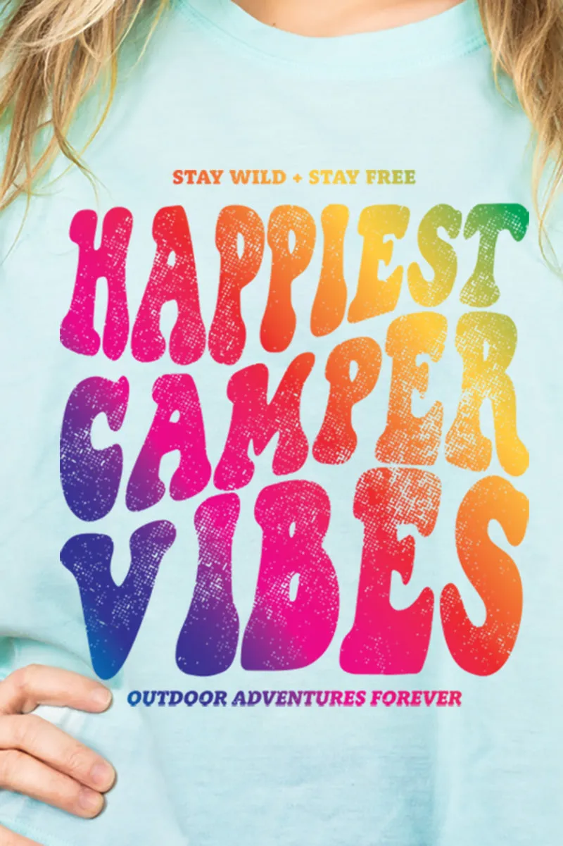 Happiest Camper Vibes Women's Soft-Tek Blend Crop T-Shirt