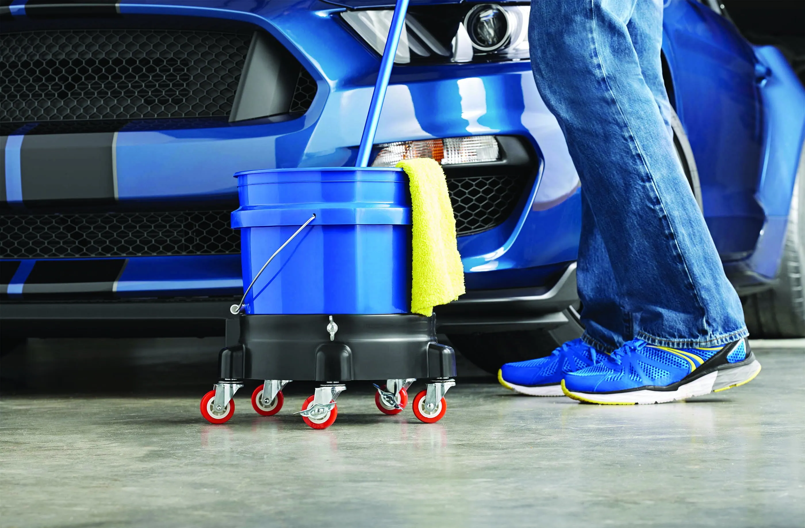 Heavy Duty 5-Gallon Auto Drive Durable Bucket Dolly Mop Wash Drum Cart Rolling