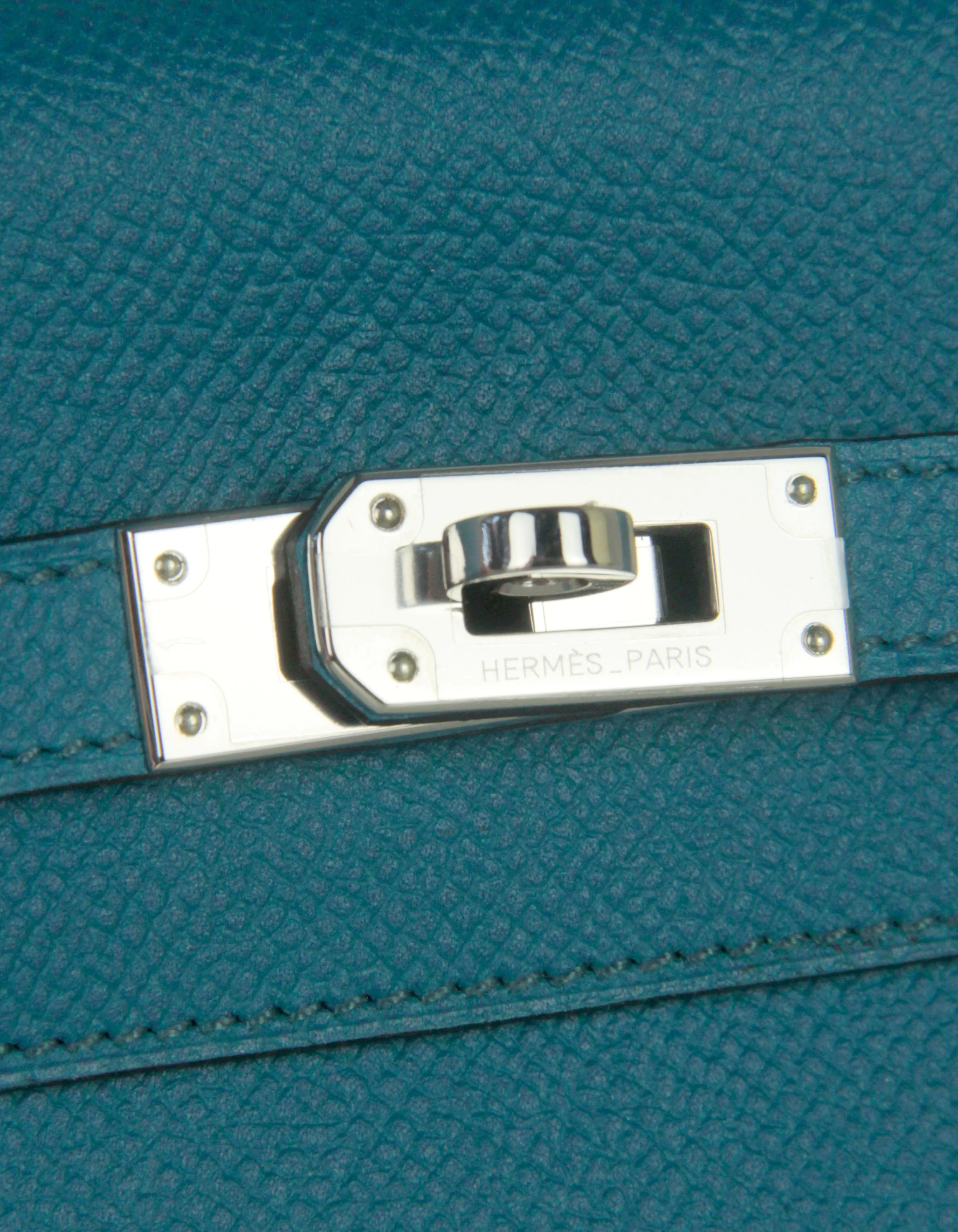 Hermes Colvert Blue Epsom Leather Kelly Longue Wallet w/ Palladium