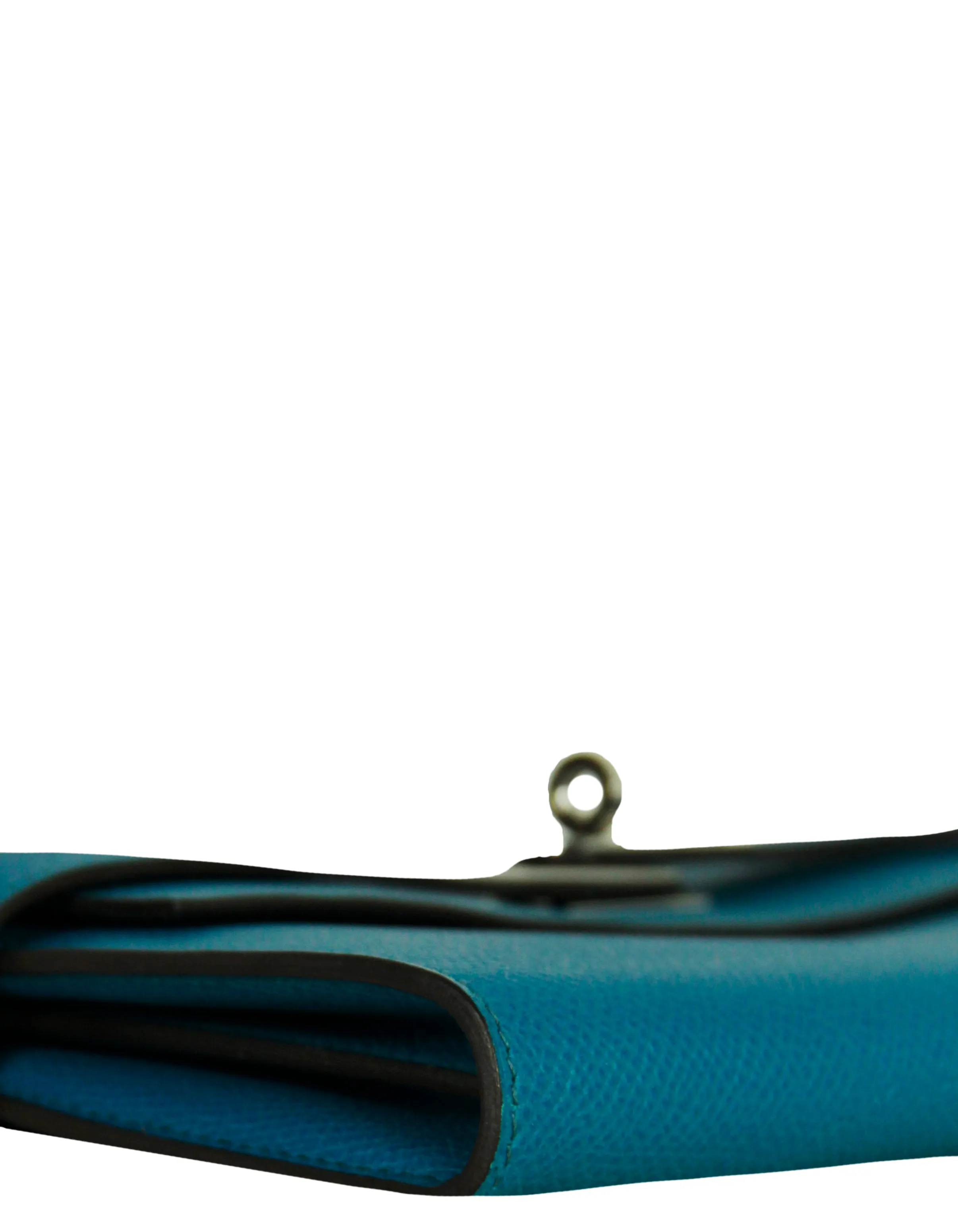 Hermes Colvert Blue Epsom Leather Kelly Longue Wallet w/ Palladium