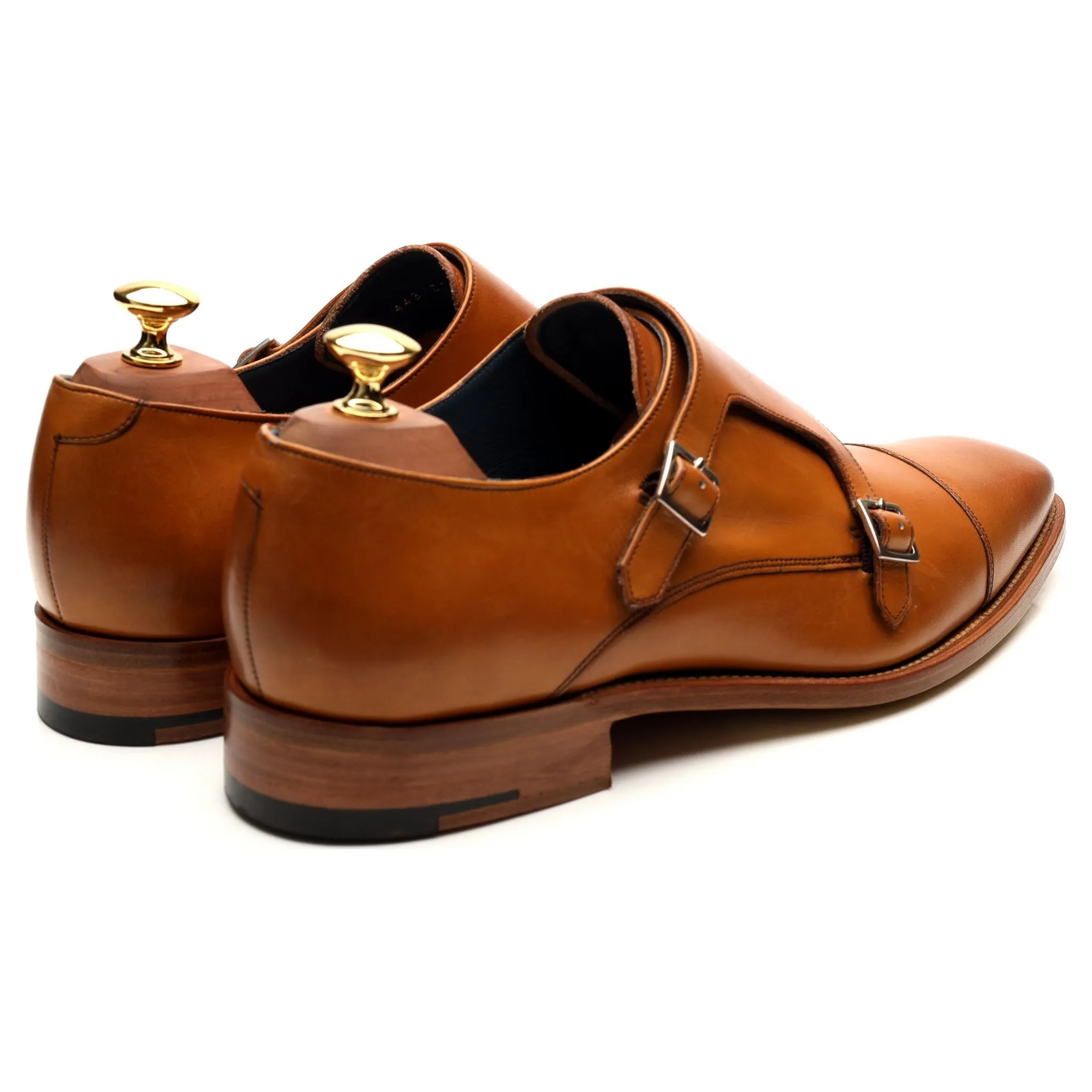 'Hillman' Tan Brown Leather Double Monk Strap UK 9 F